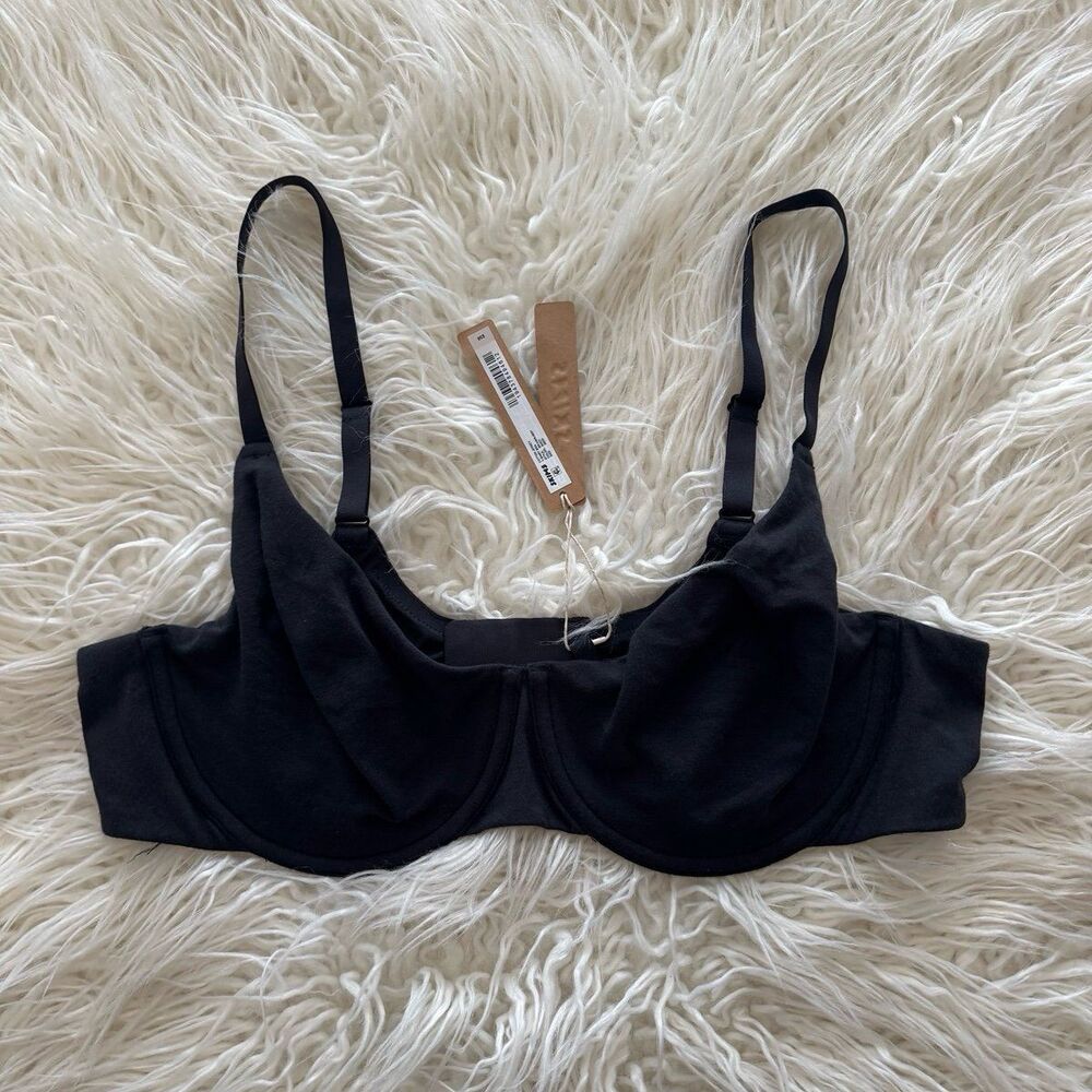 Skims Cotton Jersey T-shirt Bra Soot Size 38DD - Picture 2 of 7
